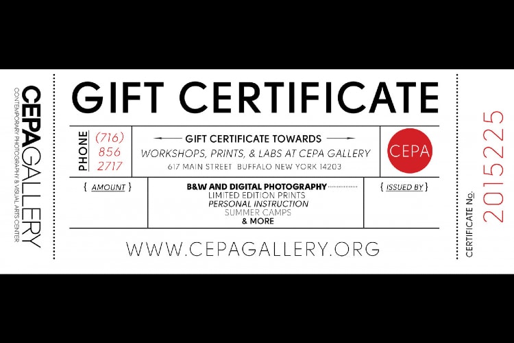 Gift Certificates - CEPA Gallery - Buffalo NY